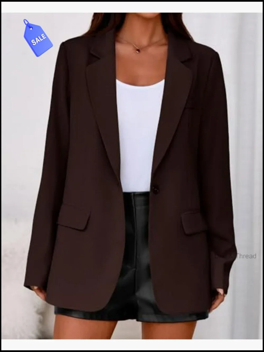 Oversized Blazer Notch Lapel Long Sleeve Business Casual Work Office Jacket - Picture 4 of 7